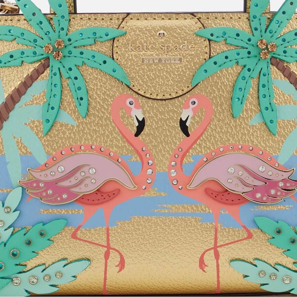 🌴🦩RARE BNWT Kate Spade New York by the Pool Flamingo Sam leather crossbody🦩🌴 - Picture 13 of 16